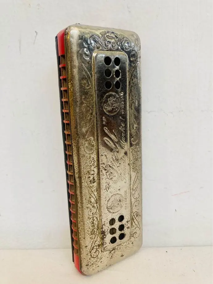 Antique 1920-40’s German double sided harmonica! Working! 15x5cm