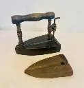 Antique rare solid bronze with cast iron warming weight iron. 20x18x11cm
