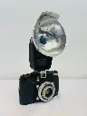 Antique Collectible Camera with Large Metal Flasher. 22cm.