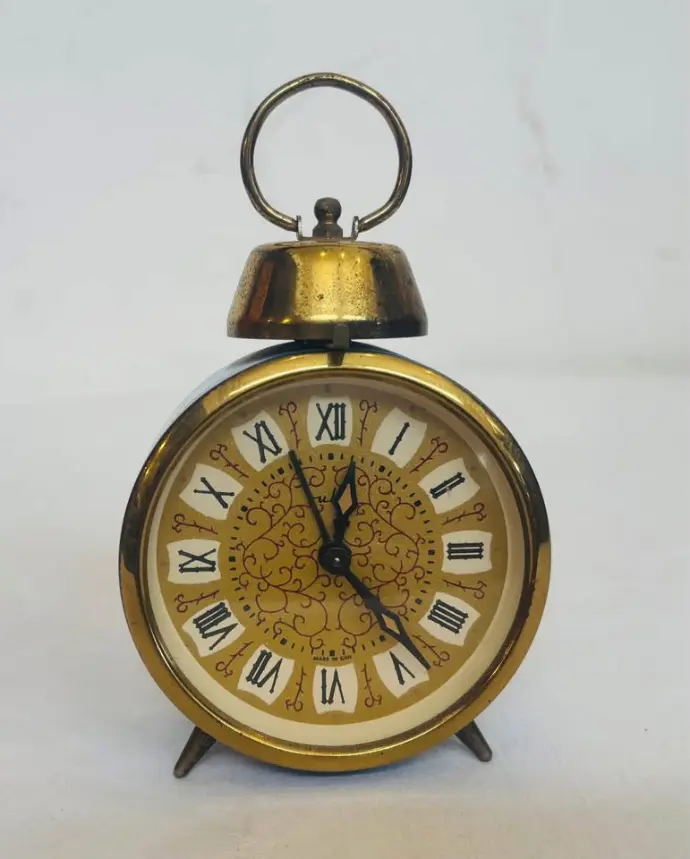 An antique 1940-50’s Rare Brass Ruhla Mechanical German Alarm Clock. Fully Working 14x8x5cm.