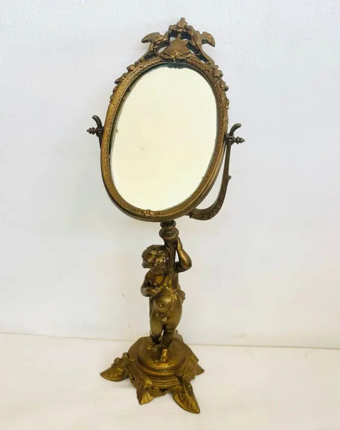 Antique Original 1800’s French Cast Iron Mirror. 45x14x15cm