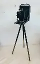 Antique 1920-40’s German Leonar Plate Camera on Brass Stand. 70cm 20x15x16cm