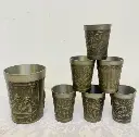 Collection of antique pewter shots and cup!