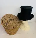 Antique Original 1900-20’s German Silk Top Hat with Box. 34x30x22cm