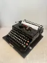 Antique 1920-30’s Cast Iron Triumph Typewriter-Glass Buttons & Wooden Case. Great condition Working 34cm