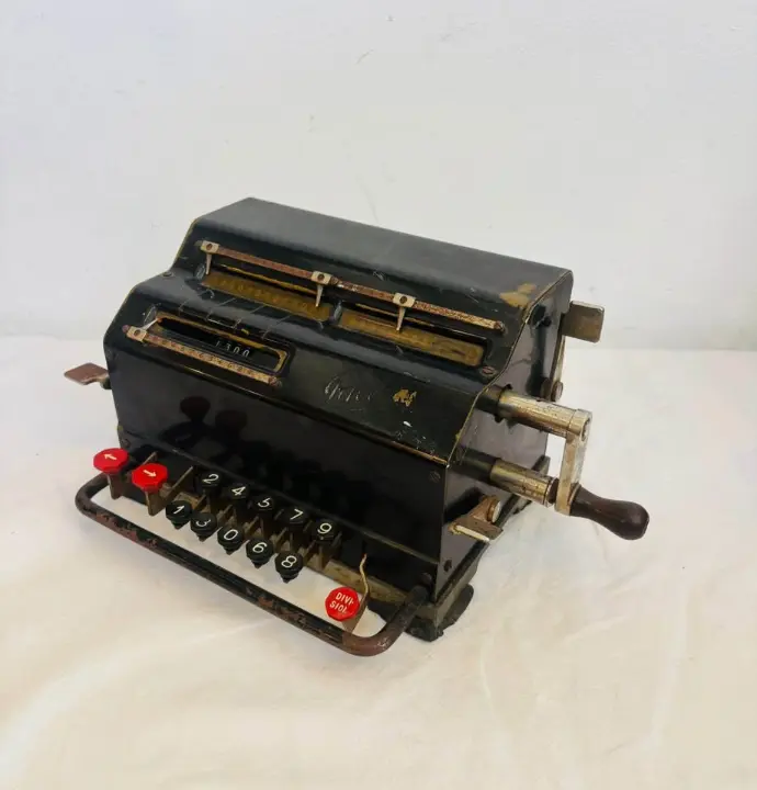 Antique 1929-40’s Brass & Cast Iron German Decorative Adding Machine / Calculator. 30x18x15cm