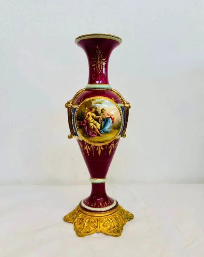 Antique Rare 1800’s Royal Vienna Hand Painted Porcelain Vase. 31x13cm