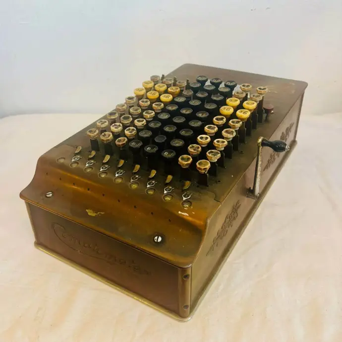 Antique Very Rare Copper Comptometer Adding Machine / Calculator. Made in USA. 38x20x15cm