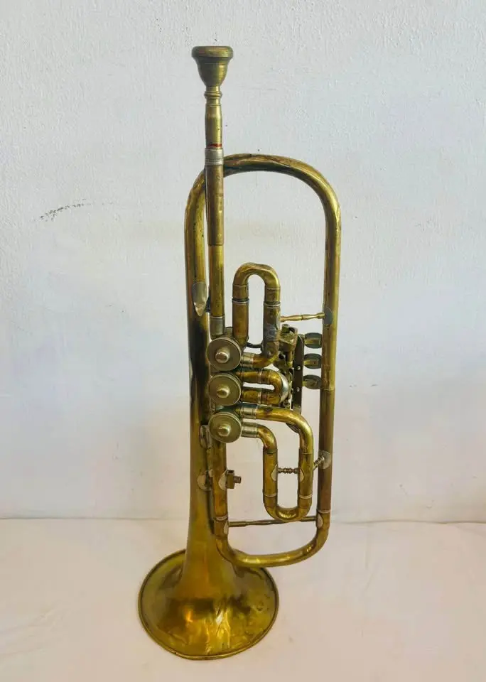 Antique German 1900-20’s Brass Trumpet Working. 53x17x14cm