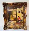 Large Antique Oil Painting, Signed with a Guild Highly Ornamented Frame. 78x68cm.