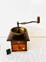 Antique original 1800’s oversized very large wooden, metal & brass grinder. Working.34x30x20cm