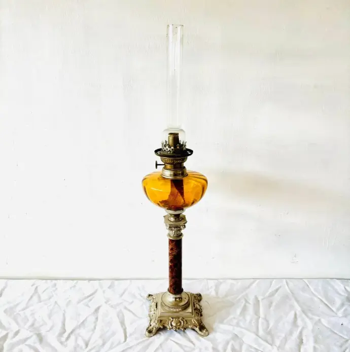 Original antique 1800’s very large French oil lamp. 73x16cm