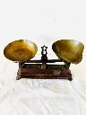 Antique rare 1800’s small 1kg german force cast iron scale with brass pans. 34x18cm