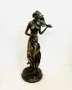 Antique large and very heavy French musician bronze sculpture signed. 48x20x16cm