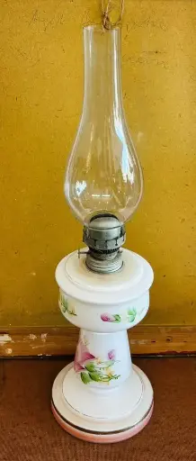 Antique collectible opaline oil lamp. 52x13cm.