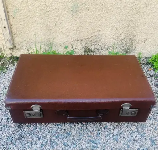 Antique 1920-40’s real leather travel suitcase bag ! Good condition! 60x35x15cm