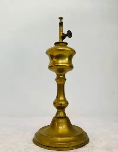 Antique original 1800’s German solid bronze oil lamp (cleaned) working! 26x10cm