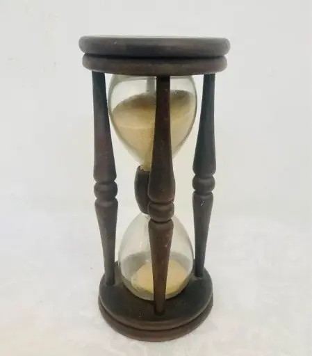 Antique ORIGINAL 1800’s super rare large handmade wood & glass hour glass! working! 18x8cm