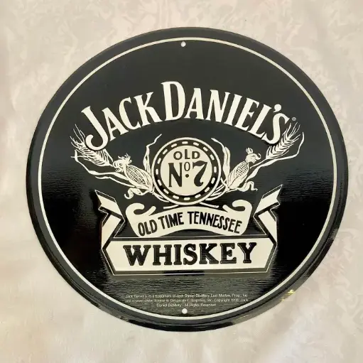 Original 1998 Jack Daniels rare round metal tin sign ! 30cm