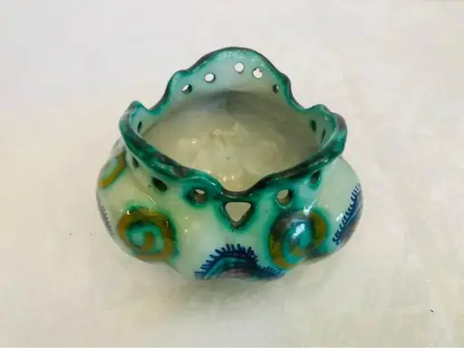 Antique handmade small porcelain vase! Signed! 10x7cm