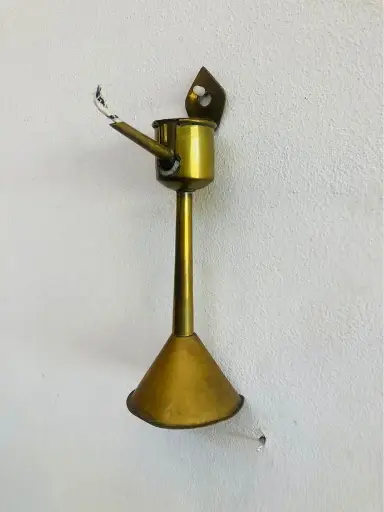 Antique 1800’s rare brass oil lamp ! 27x12cm