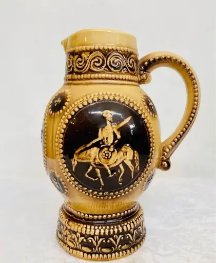 Antique 1920-40’s German ceramic handmade stein jug ! 24x18cm