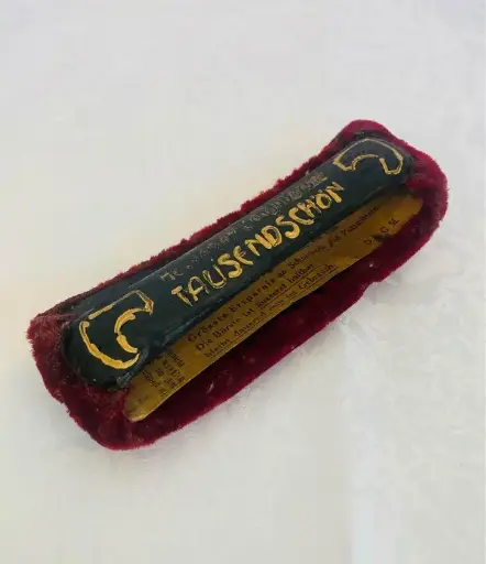 Antique 1920-40’s DRGM Metal & Velvet Rare Desk Stamp Presser! 15x6x3cm
