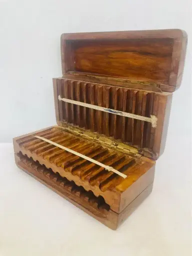 Antique Collectible Wooden Press Folding Box! 16x10x6cm Open 22cm