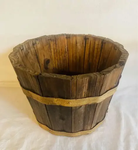 Antiques Cyprus Wooden Handmade Pot! (restored) 27x20cm