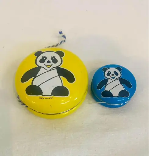 Pair Of Antique Style Collectible Handmade Metal Yoyo Panda Toys! 6x3cm