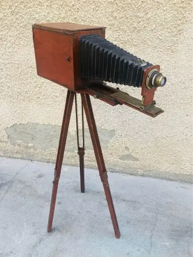Antique original 1800’s homemade German large wooden camera 75x28x20cm stand! 160cm