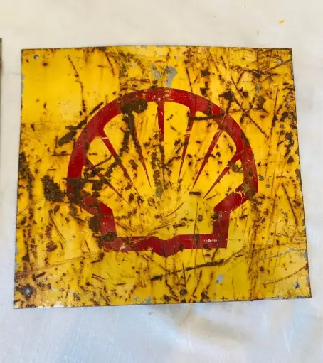 Antique original SHELL metal sign ! 23x21 cm