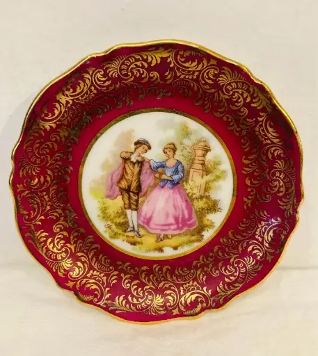 Antique original Meissner Limoges France miniature porcelain plate! 9cm