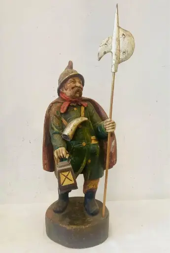 Antique original 1800’s handmade large wooden knight soldier figurine! 50x15x13cm
