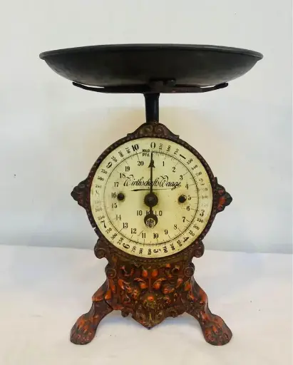 Antiques Rare 1800’s German Cast Iron Scale ! Fully Working! 30x22cm