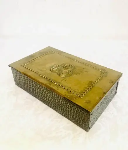 Antique 1920-40’s Art-Deco metal & brass jewelry box! 21x13x6cm