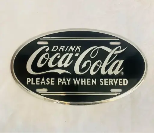 Original Coca Cola rare design tin sign! 30x17cm