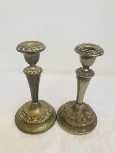 Antique silver plated candle holders! 19x10cm