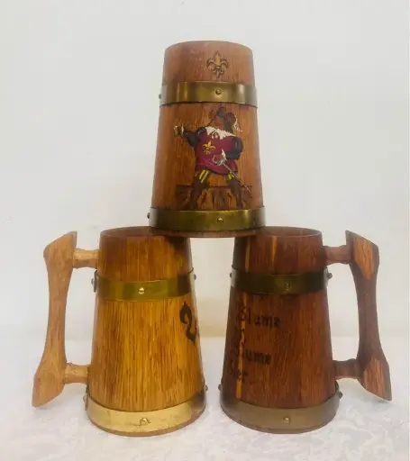 Antique 1920-40’s German Wooden & Brass beer stein! 16x15cm