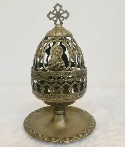 Antique original orthodox brass silver plated smoker! 20x11cm