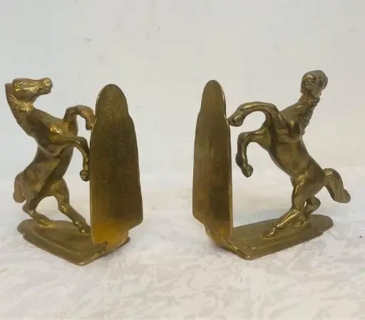 Antique original solid brass horses bookends ! Special offer for both