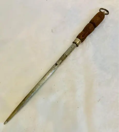 Antique metal & wooden Solingen Germany knife sharpener! 38x3cm