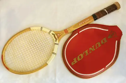 Vintage Wooden Dunlop Tennis Racket with Cover. Made in England! 70x25cm