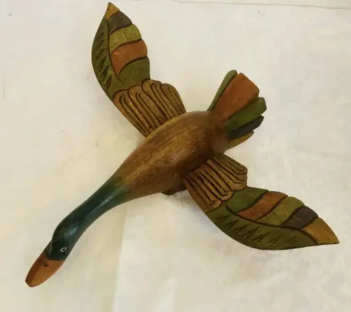Large Antique Handmade Wooden Duck. 36x30x7cm