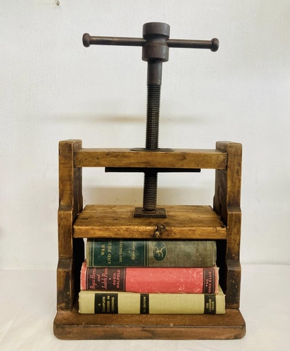 Antique 1800’s rare wooden& metal book press
