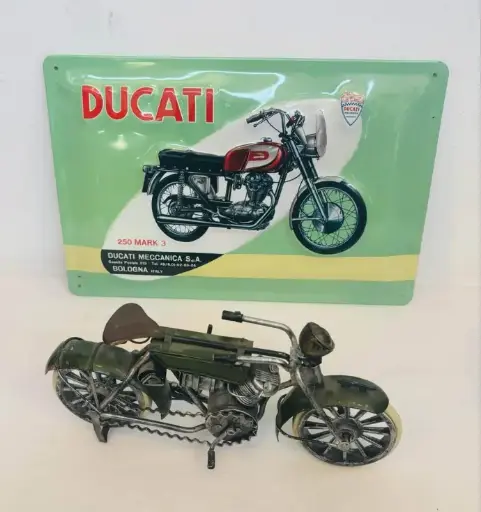 Collectible original official licensed Ducati metal sign with metal handmade motorcycle