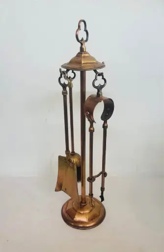 Antique brass fireplace set tools. (Cleaned) 50x12cm