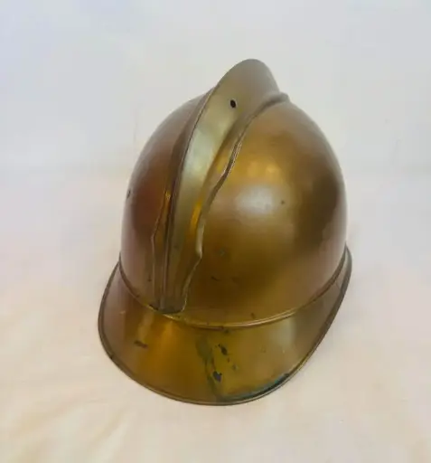 Antique collectibles 1800’s brass fire fighter helmet. 26x20x19cm