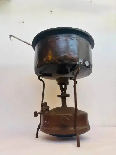Antique Cyprus copper pot & gas stove
