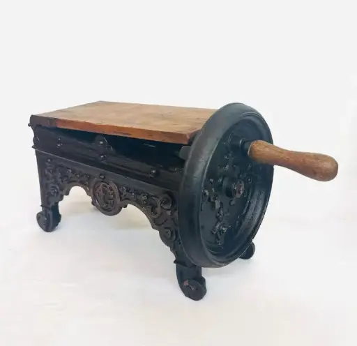 Antique rare 1800’s German cast iron Tabak cutting machine. Hand crank. 34x19x15cm